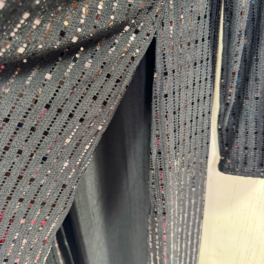 Anne Klein Black Sequin Longline Duster Cardigan NWT Evening Glam Holiday Party - Picture 9 of 16